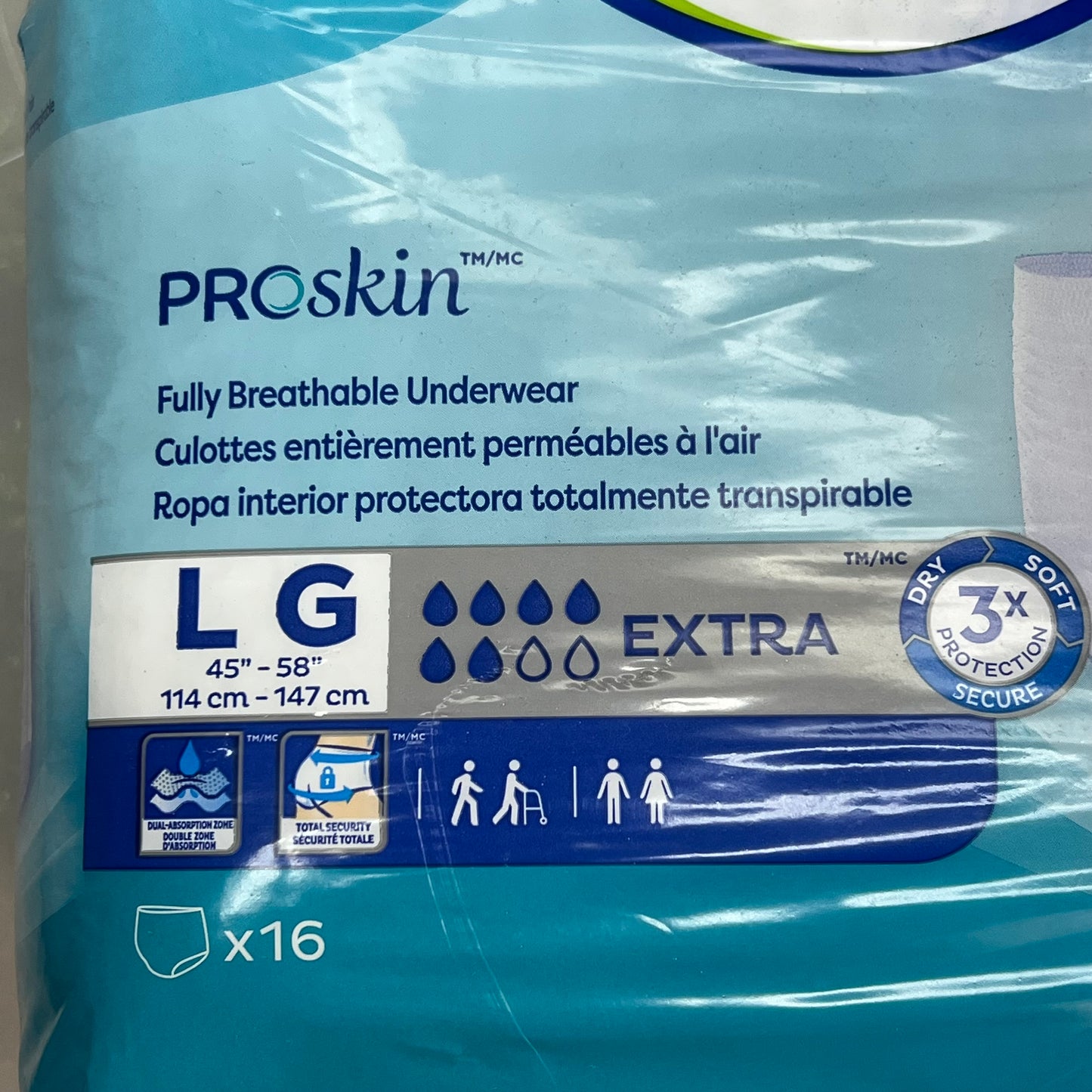 TENA (2 PACK) Proskin Fully Breathable Adult Diaper Unisex Sz L White 37959-10