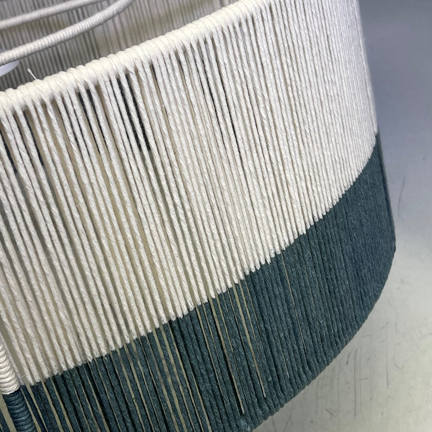 Natural String Wrapped Ceiling Fixture Lighting 24" x 9" Evergreen/White C-258