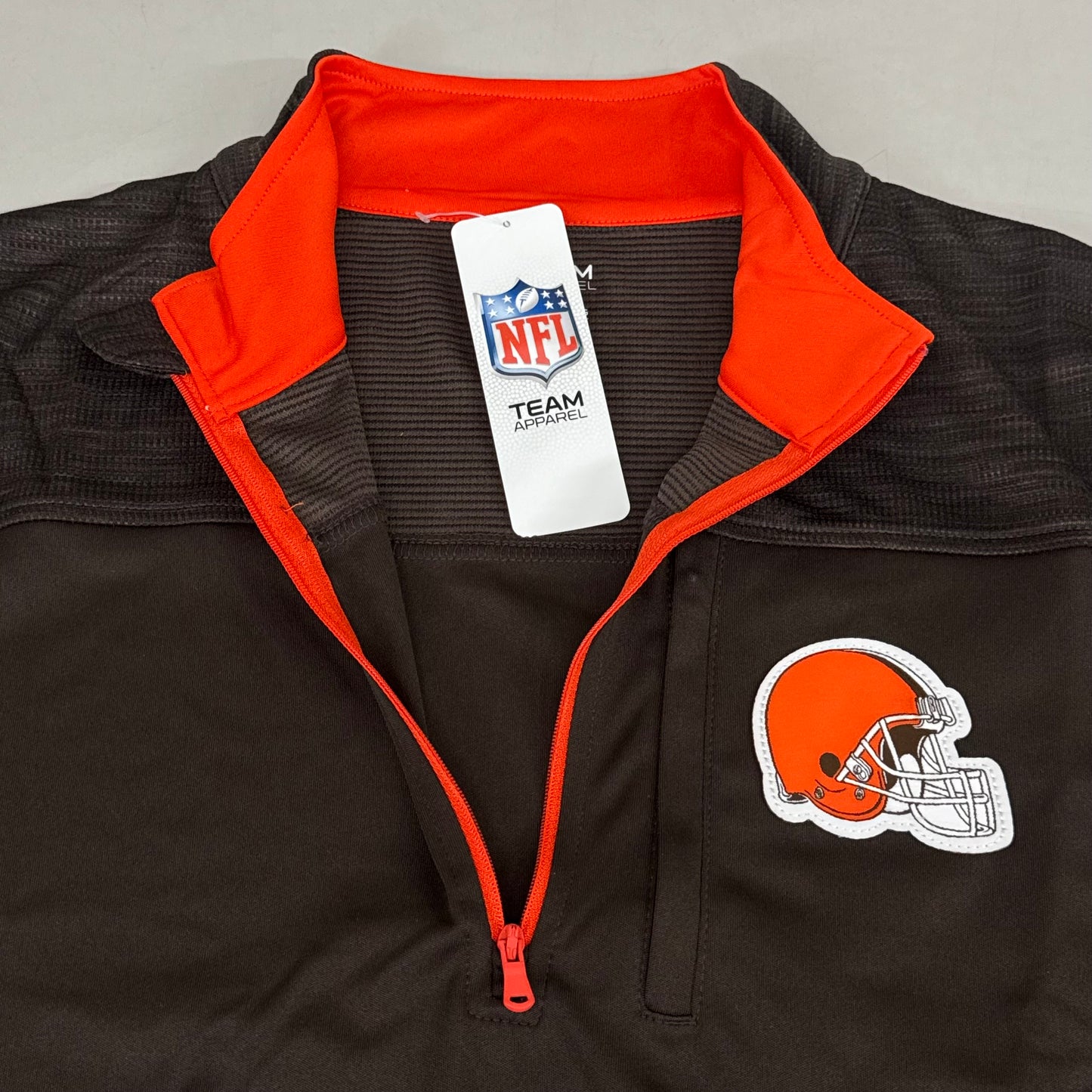 NFL Cleveland Browns Quarter Zip Pullover Shirt Long Sleeve L Brown 1802969