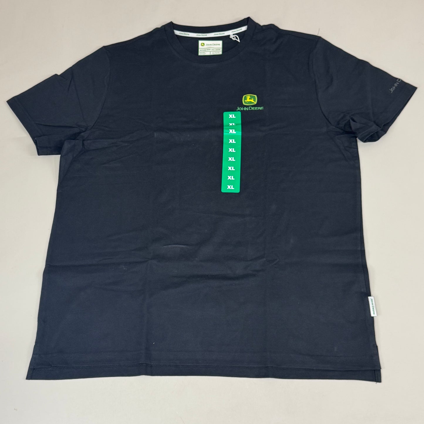 JOHN DEERE Embroidered Logo Short Sleeve Tee Shirt Men's Sz XL Black 1896842