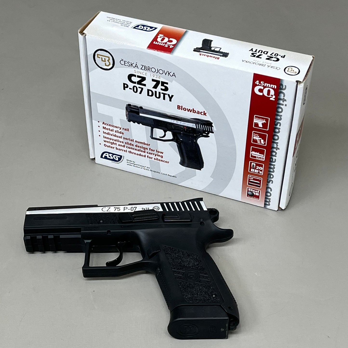 Z@ ASG Česká Zbrojovka Air Gun Gun Blowback Replica Steel BB CZ75 P-07 DUTY 16533