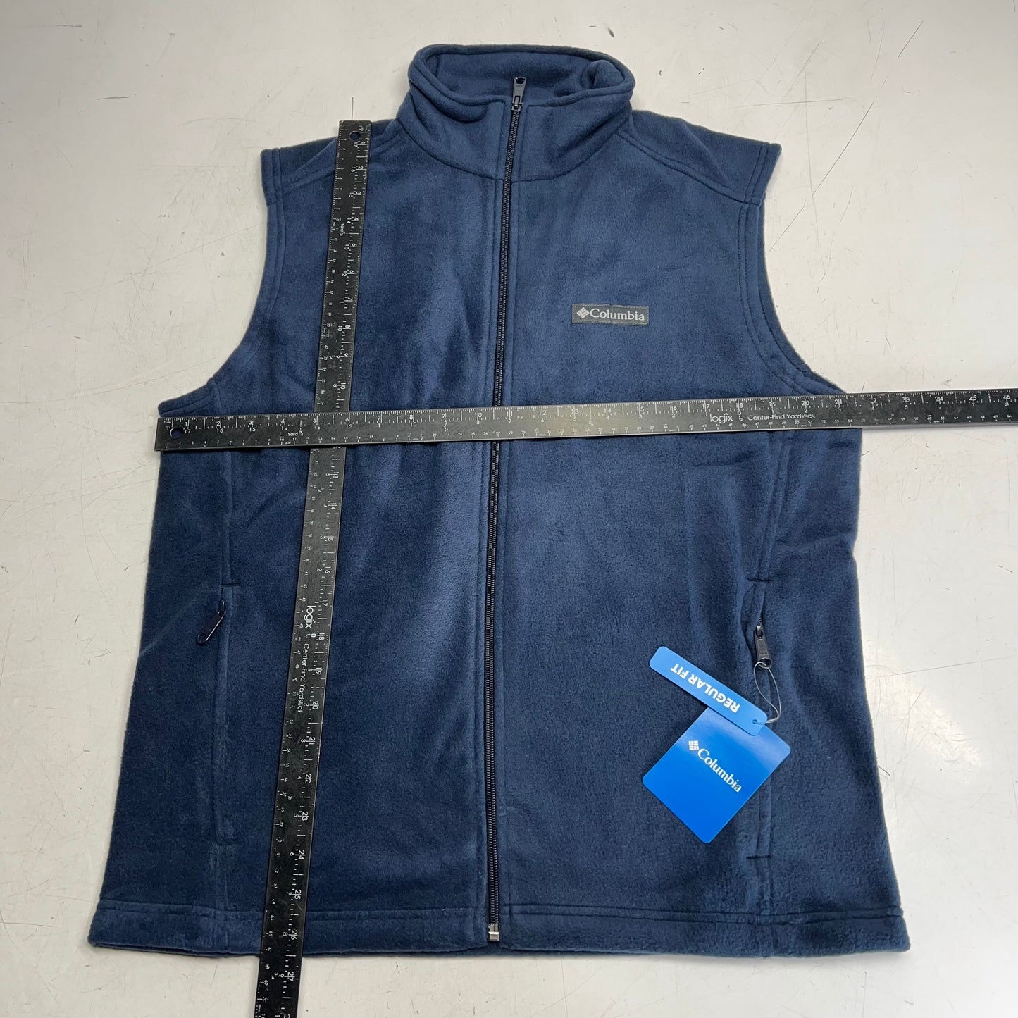 COLUMBIA Steens Mountain Zip Soft Fleece Vest Men's Sz M Navy Blue AS1535-464