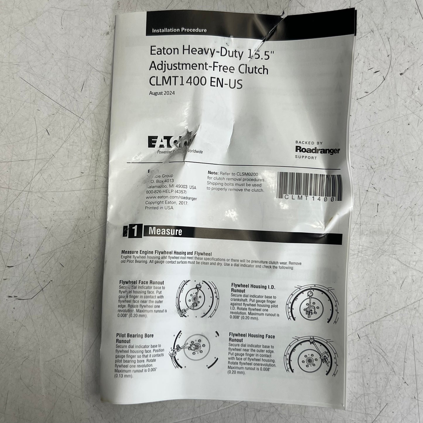 EATON Heavy Duty 15.5" Adjustment Free Clutch CLMT1400 EN-US (New Other, Distressed Box)