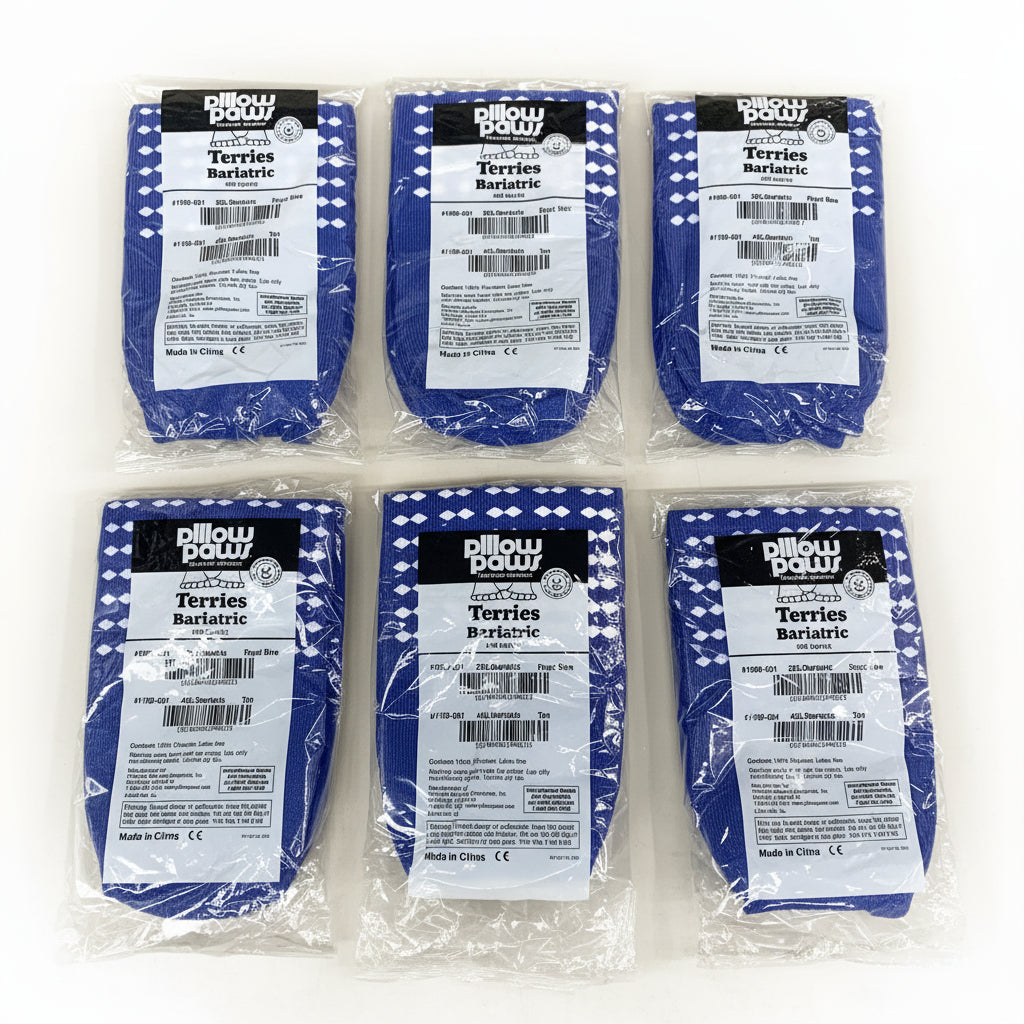 ZA@ PILLOW PAWS (6 PACK) Terries Bariatric Extra Wide Design Slipper Socks 3XL Blue 1099-001