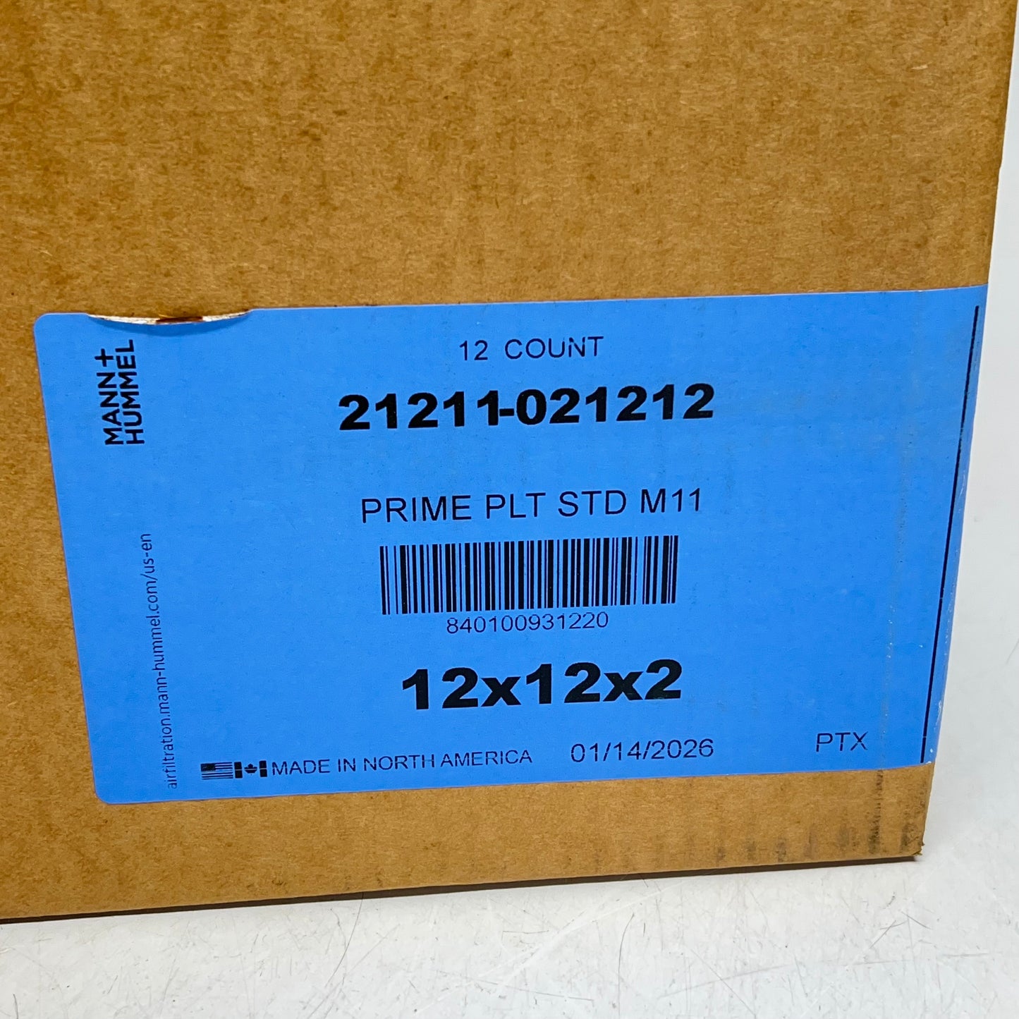 ZA@ MANN + HUMMEL (12 PACK) Furnace Air Filters  12x12x2 White 21211-021212