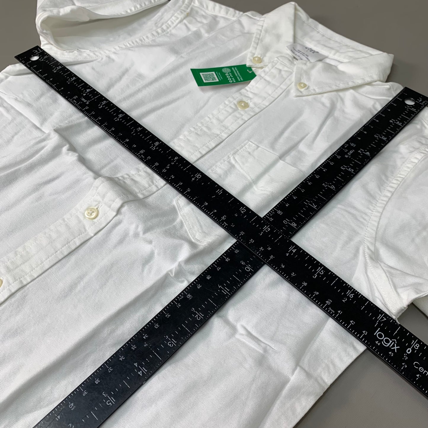 GAP Kids Organic Oxford Uniform Long Sleeve Button Down Shirt Off White Sz LG 1107
