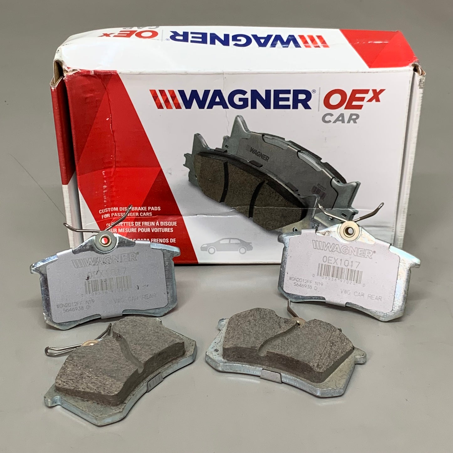 WAGNER OEx Premium Ceramic Disc Brake Pad Set 3 1/2" x 2" Grey OEX1017