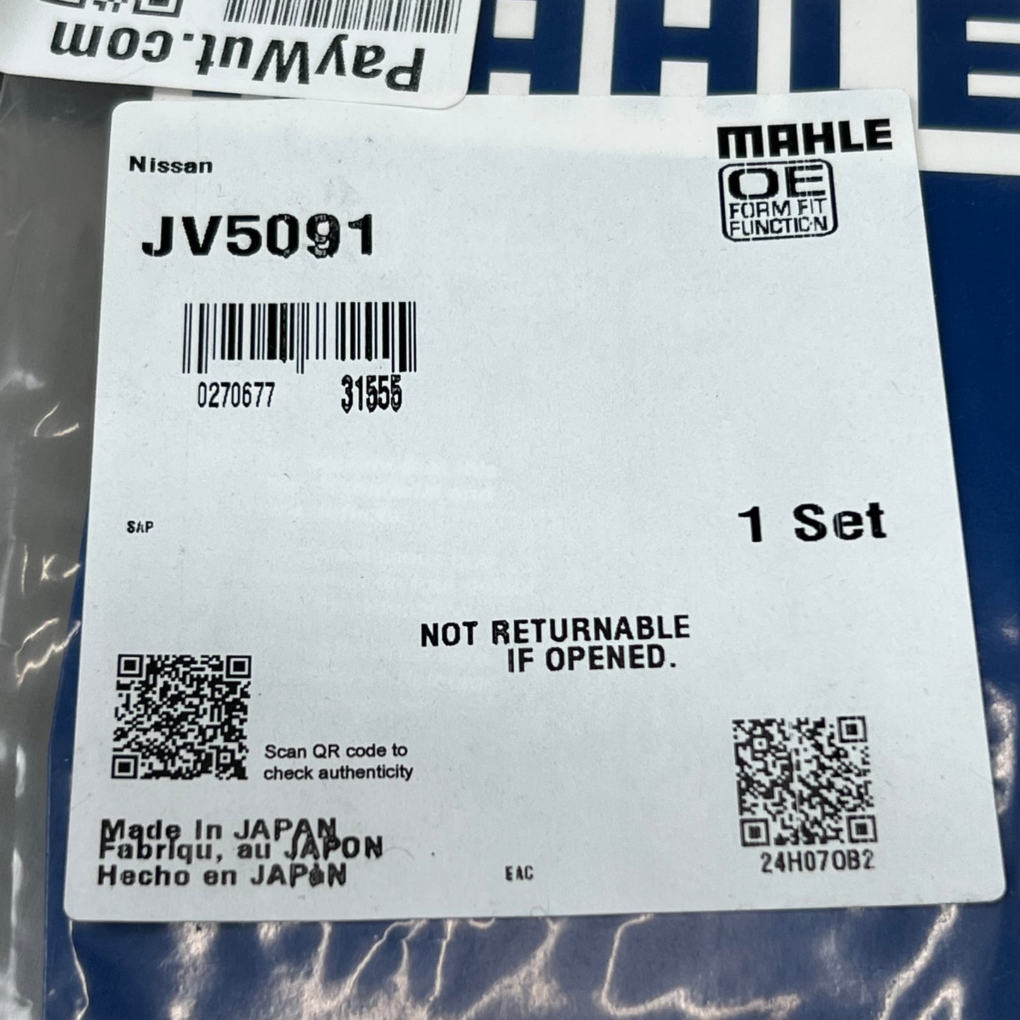 MAHLE Timing Cover Gasket Set For Infiniti, Nissan & Suzuki JV5091