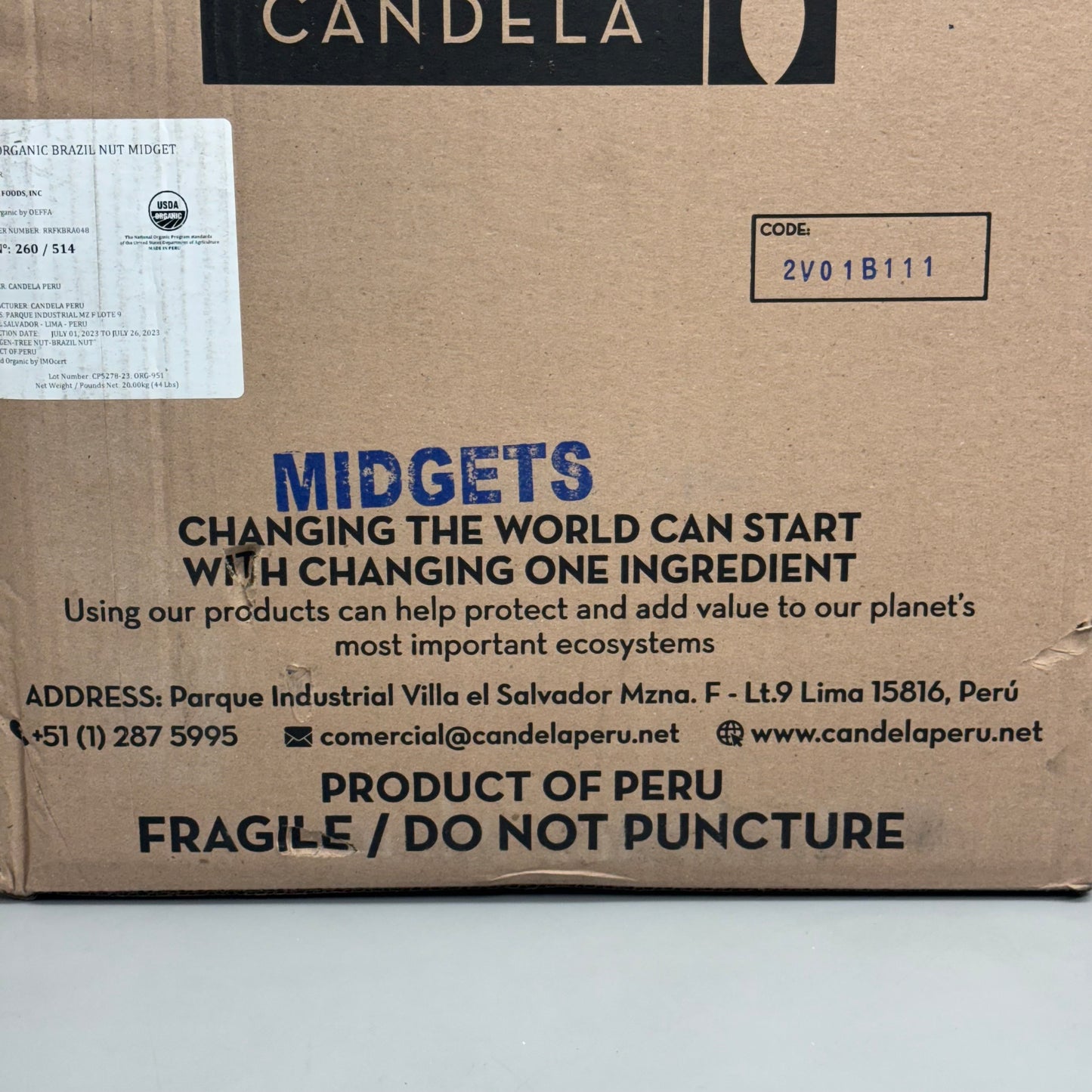 CANDELA ORGANIC BRAZIL NUTS Midgets Natural 44 lb in Sealed Bag