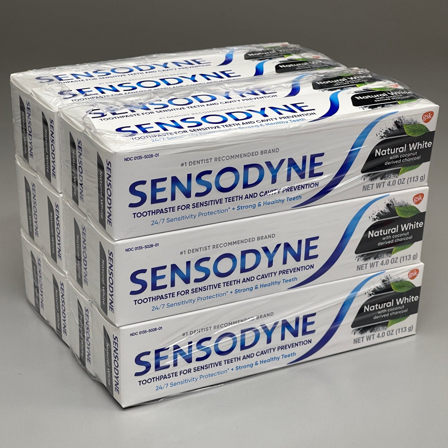 ZA@ SENSODYNE (12 PACK) Natural White Toothpaste w/Coconut Charcoal 4 oz Each EXPIRED 05/24 I