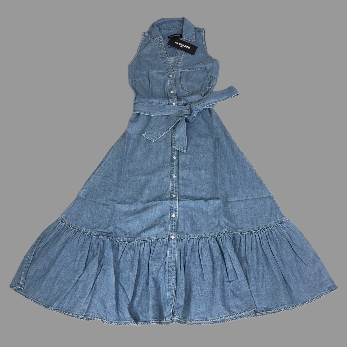 VERONICA BEARD Jeans Edwina Sleeveless Midi Dress Sz-4 Iceberg J24067101287IC