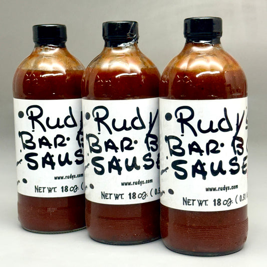 RUDY’S Bar-B-Q-Sause Original (3-PK) 18oz Exp 04/25 Size: 7”H Glass Containers