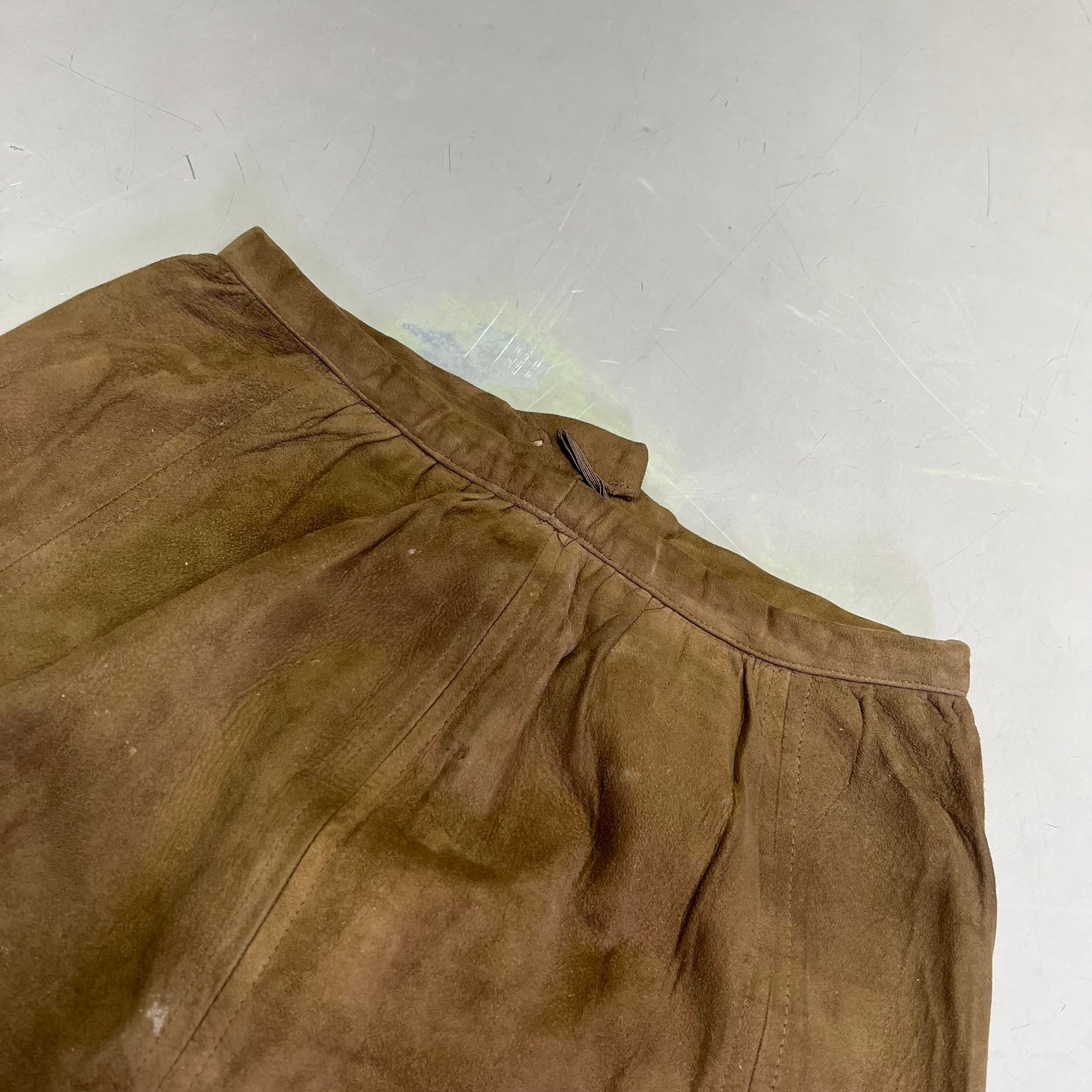 THE TANNERY JOSEPH MAGNIN Vintage Lined Raw Hide Skirt Women's Sz 4 Brown (Used)