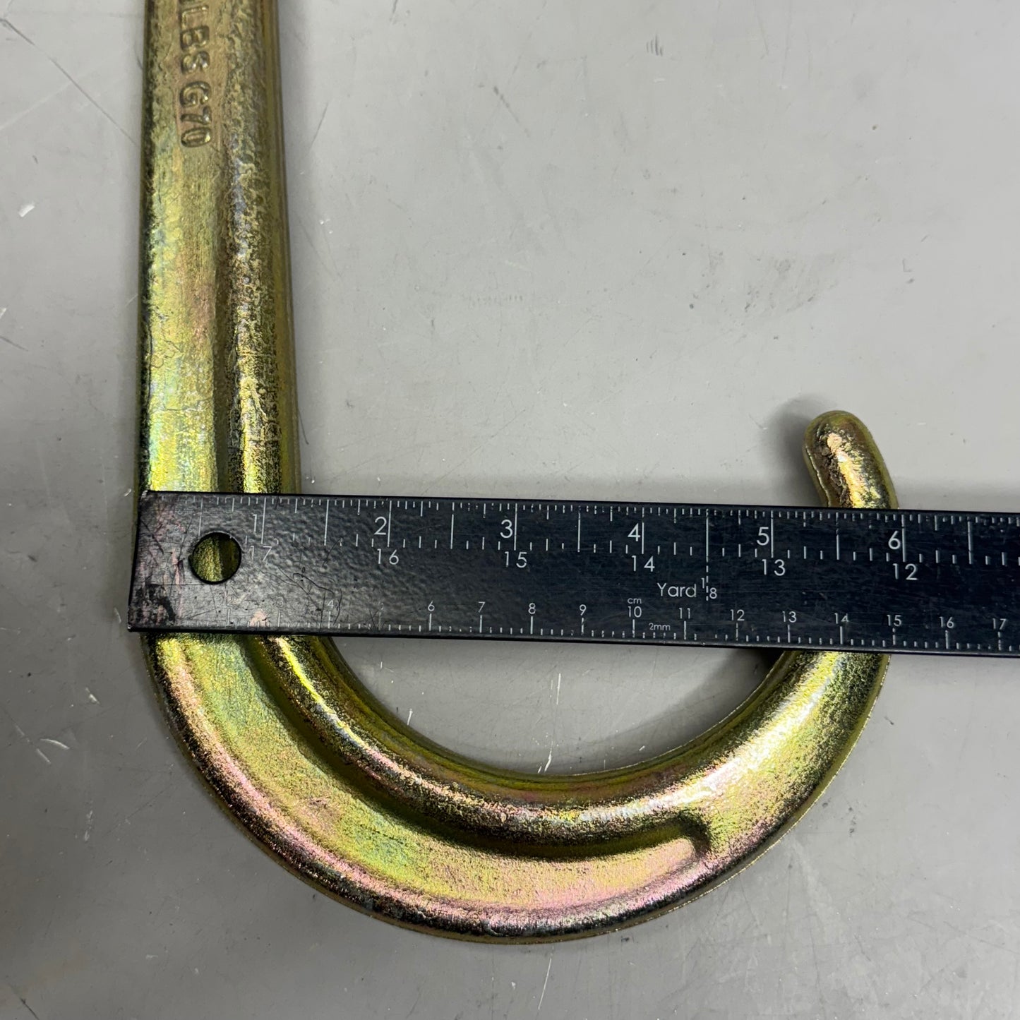 FORGED G70 J Hook 14" x 6" Short Tow Hook on Coupling Link, Golden