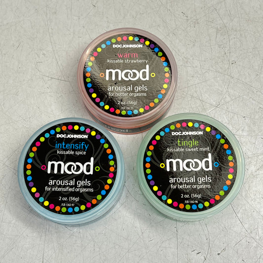 DOC JOHNSON (SET OF 3) Mood Arousal Gel Trio 2oz Strawberry, Mint & Neutral