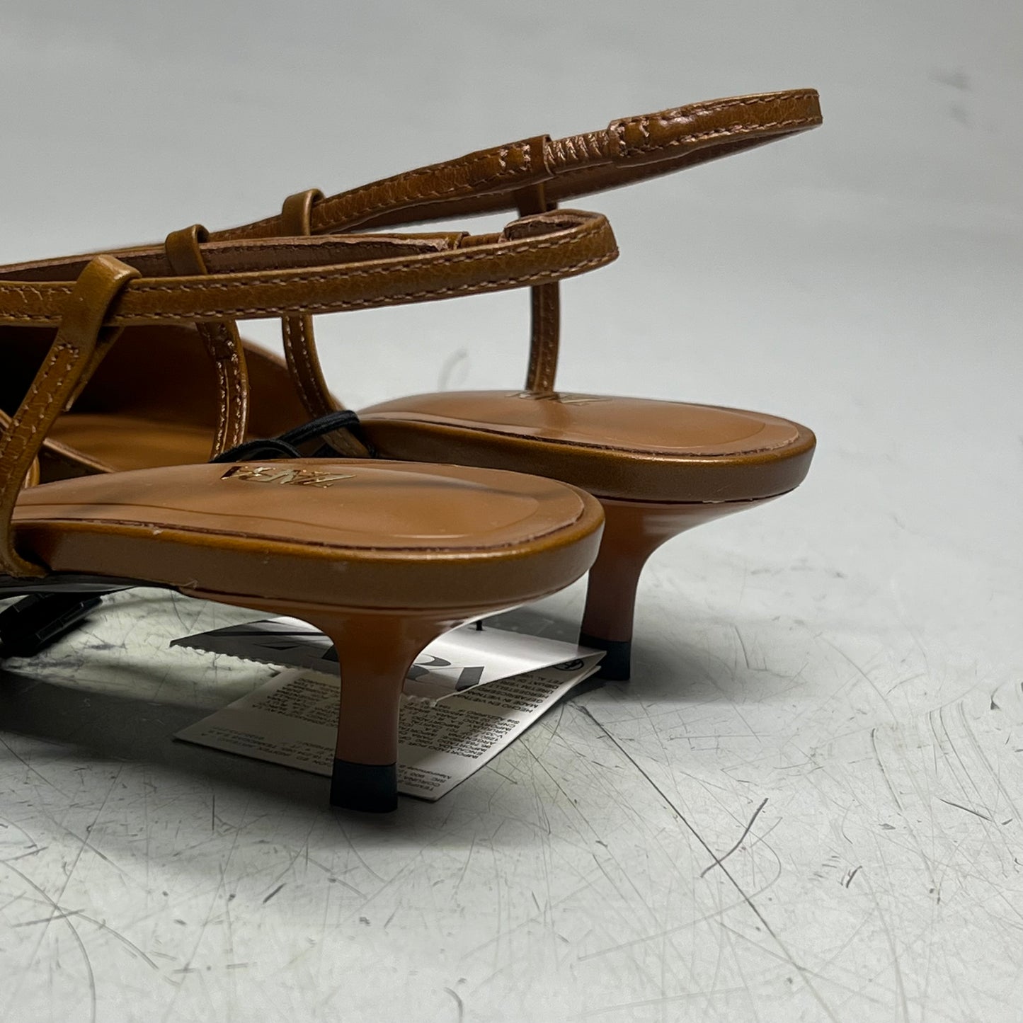 ZA@ ZARA Leather Pointed Toe Heel Sandal Women's Sz EU 38 / US Sz 7.5 Brown