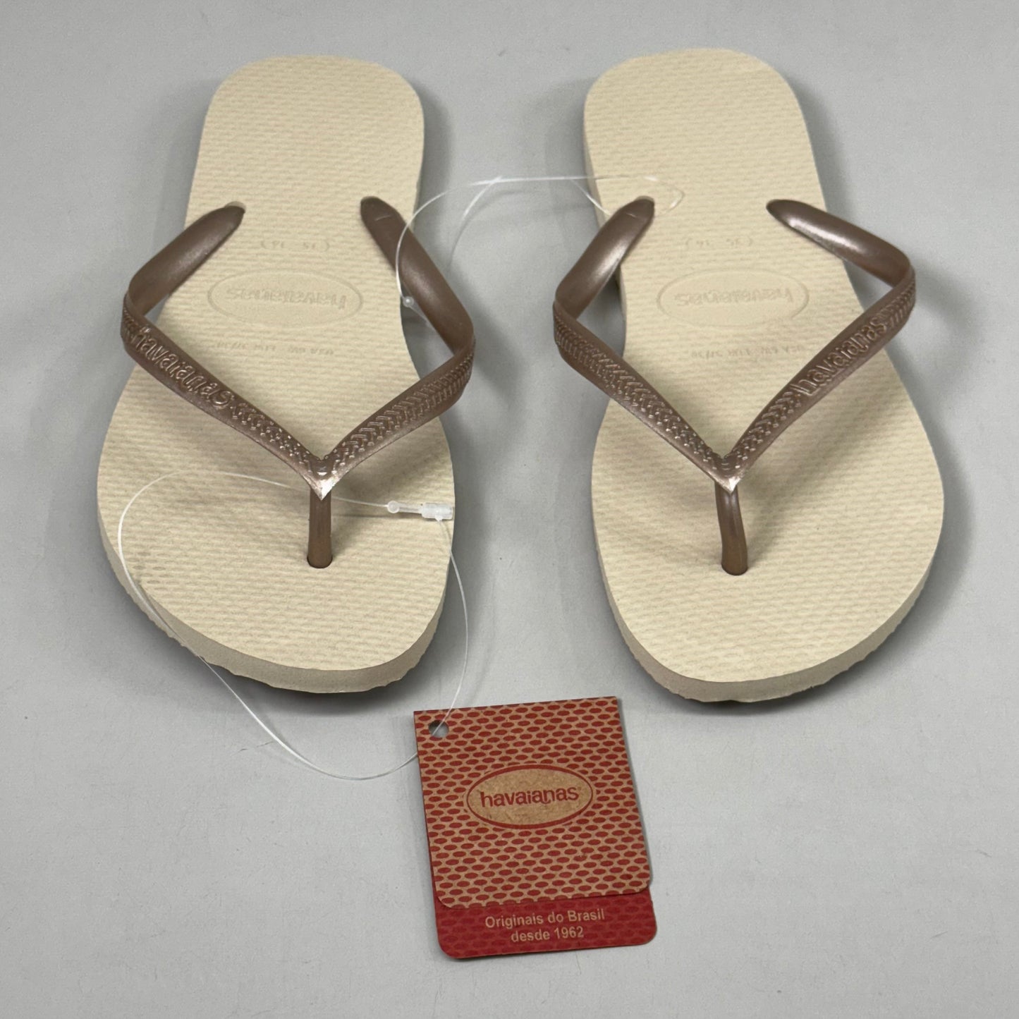 ZA@ HAVAIANAS High Quality Rubber Slim Flip Flops Non-Slip Women's 6 Sand Grey Light