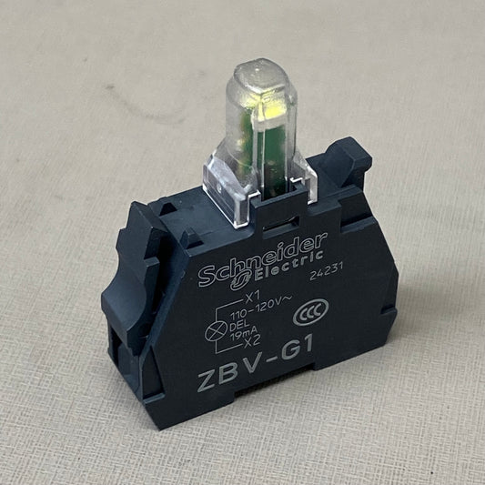 SCHNEIDER ELECTRIC Snap In Light Module Push Button 1.8"x1.3"x0.4" Black ZBVG1