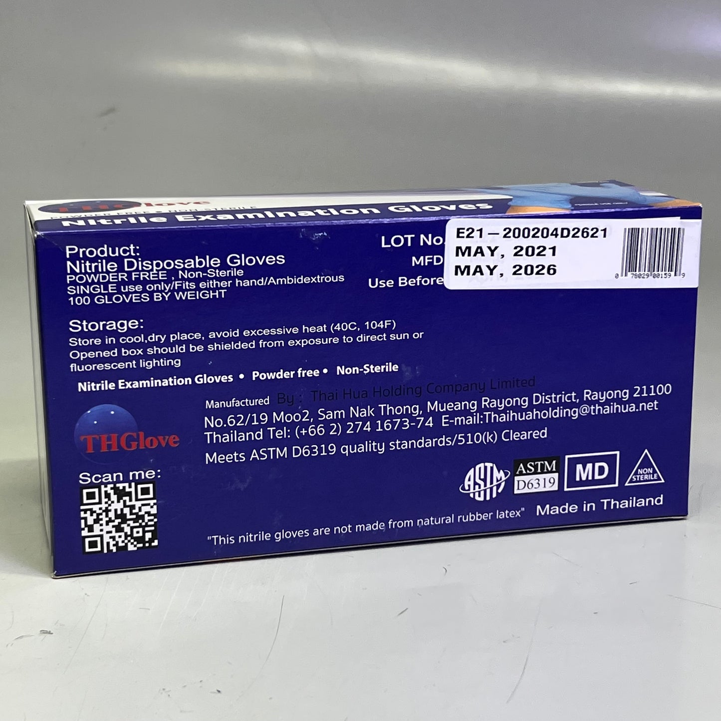 THGLOVE (100 Gloves) Nitrile Examination Gloves Sz M Blue