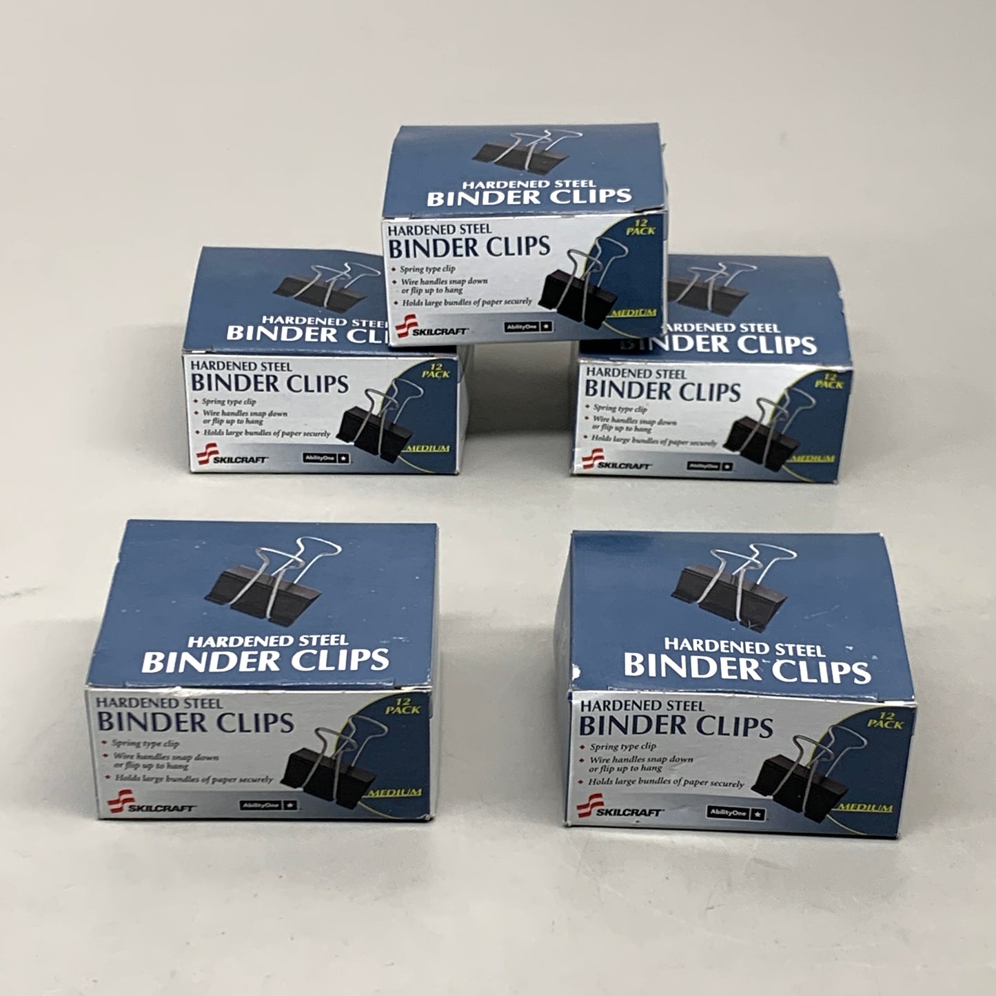 SKILCRAFT (5-PACK) Hardened Steel Binder Clips Medium 12 PK 7510002236807