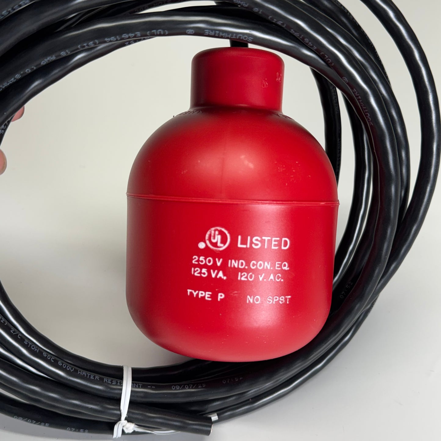 WEIL PUMP Mercury Switch Single Pole-pilot Duty 20 Ft Cord, Black & Red 8234K1004M