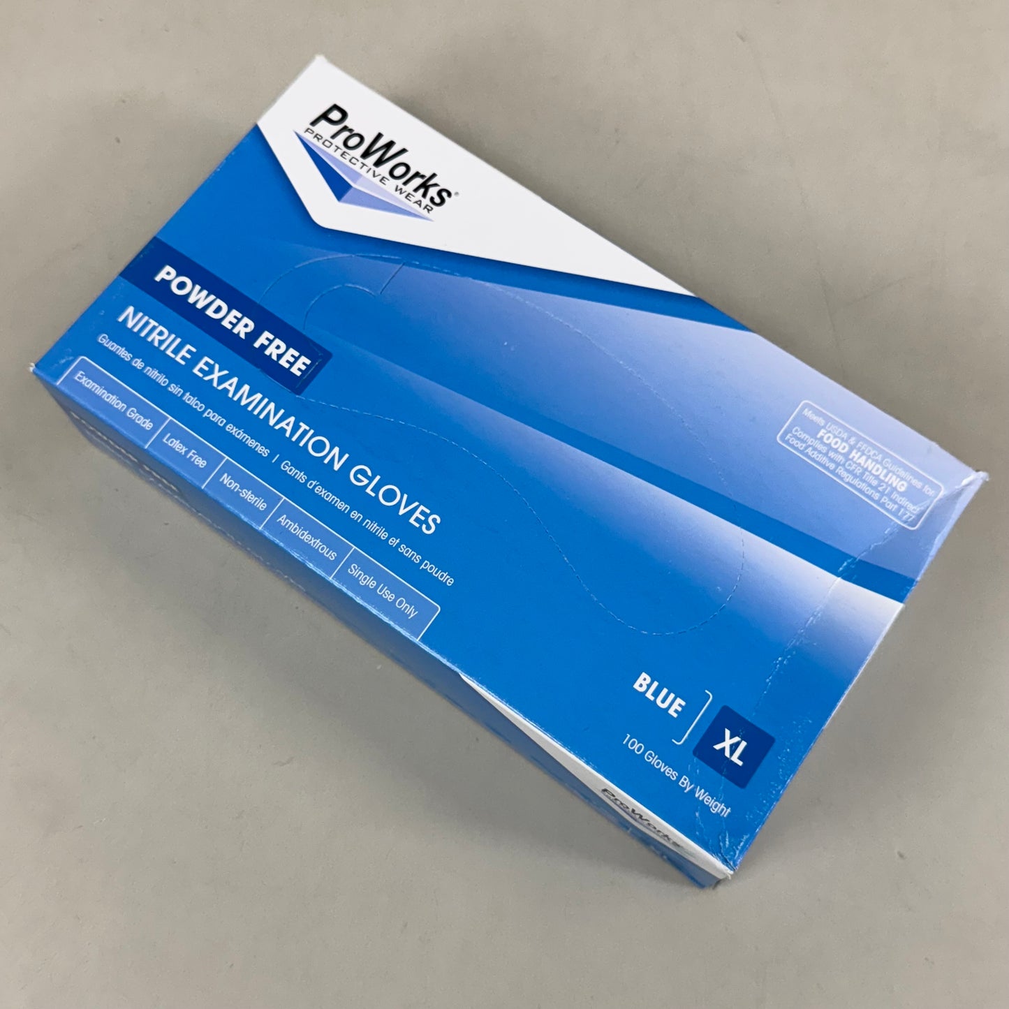 PROWORKS (100 Pack) Powder Free Nitrile Examination Gloves XL Blue GL-N135FX