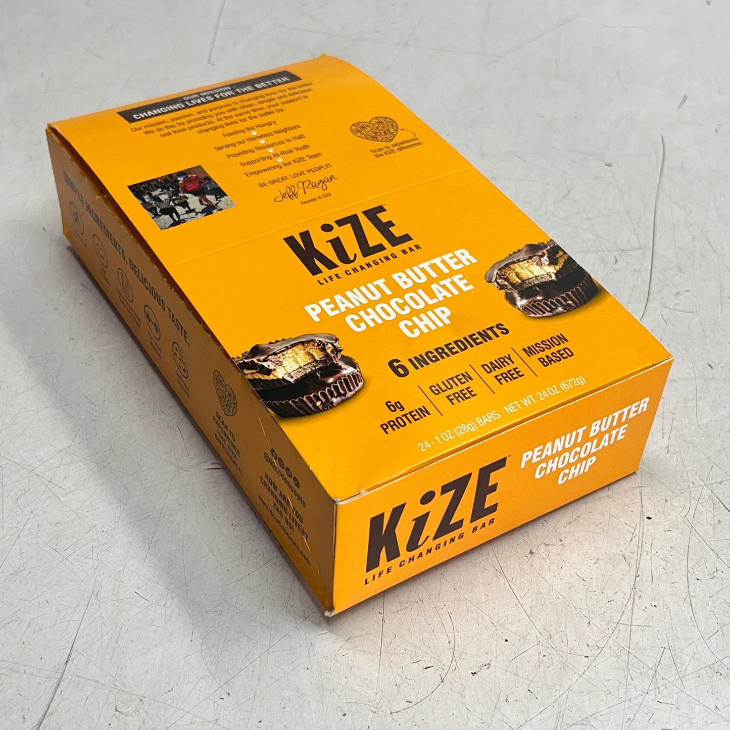 KIZE (24 PACK) Peanut Butter Chocolate Chip Protein Bars  1oz Each BB 03/27