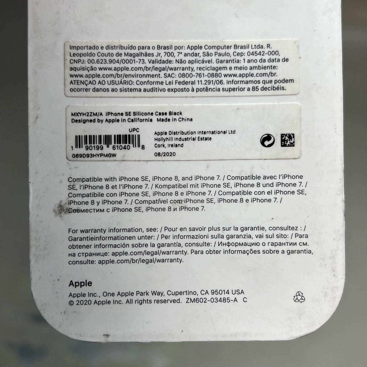 APPLE Silicone Case For Apple iPhone SE (2nd Generation) Black MXYH2M/A (Return)