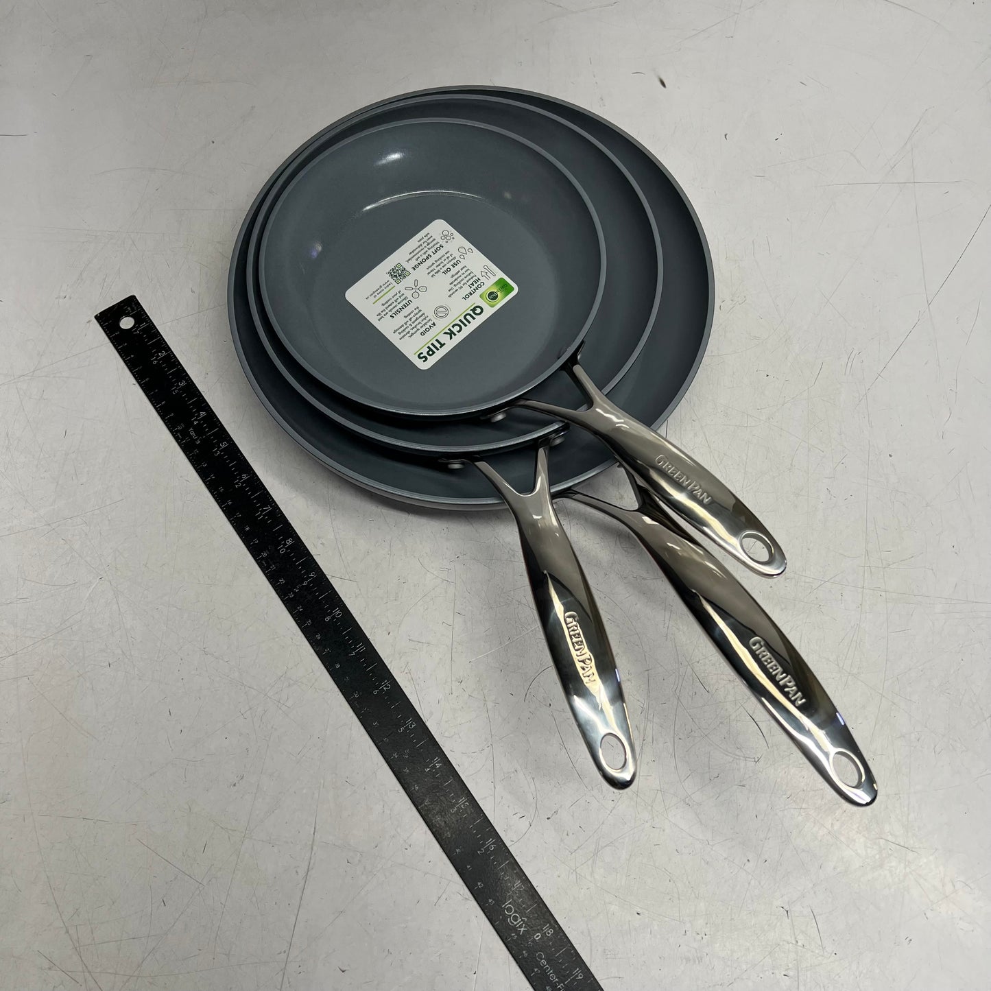 GREEN LIFE Valencia Pro Ceramic Nonstick Frypan Set  8" 9.5" & 11" Charcoal Grey