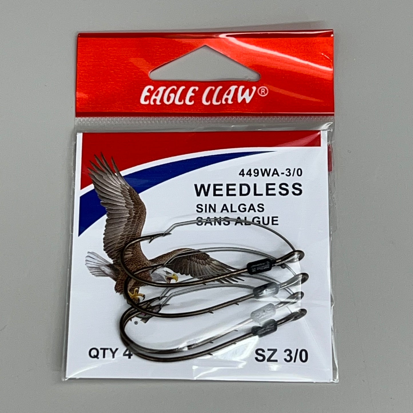 EAGLE CLAW (5 PACK) Weedless Baitholder 2 Slice Hook Bronze #3/0 4pc 449WA-3/0