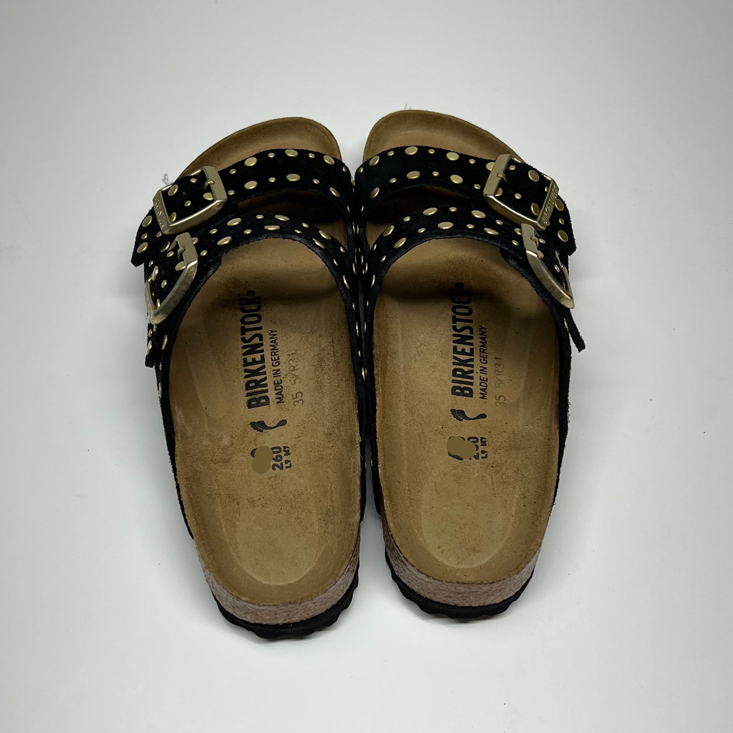 BIRKENSTOCK Arizona Rivets Suede Leather Cork-Latex Uk Sz 40 Black 103034B