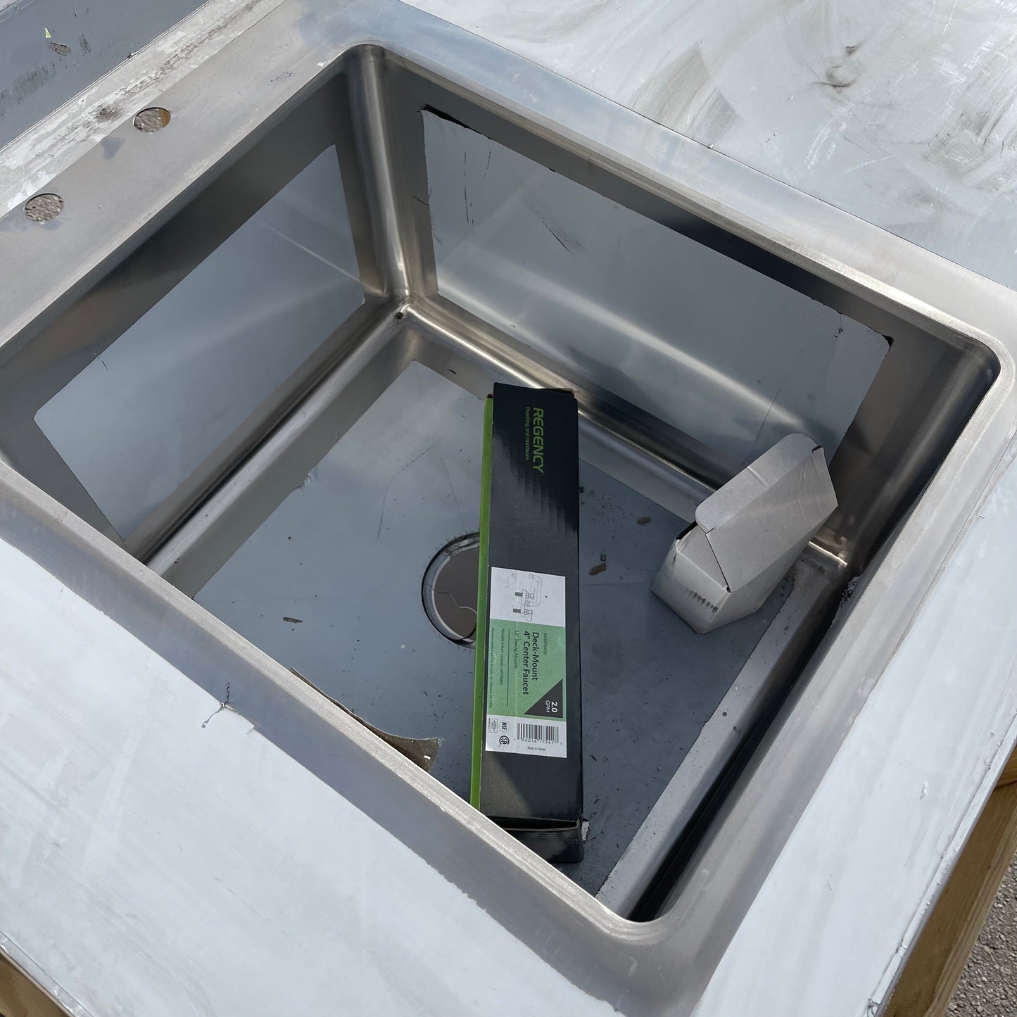 Z@ Pallet of REGENCY Work Table w/ Left Sink Stainless Steel 600ST3096L (AS-IS, Bent)