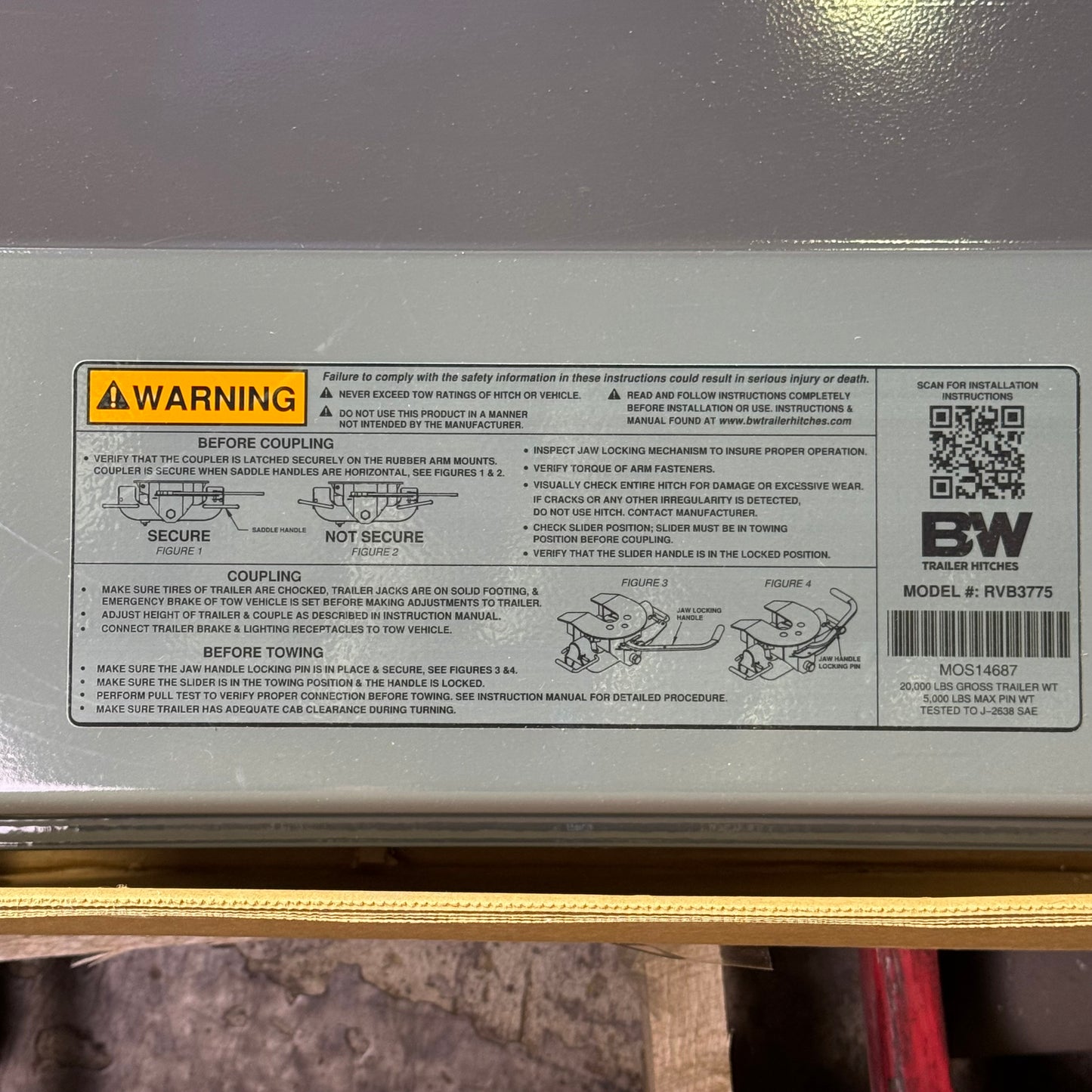 BW TRAILER Trailer Hitch/Related 33"W x 36"L x 10"H Grey RVB3775