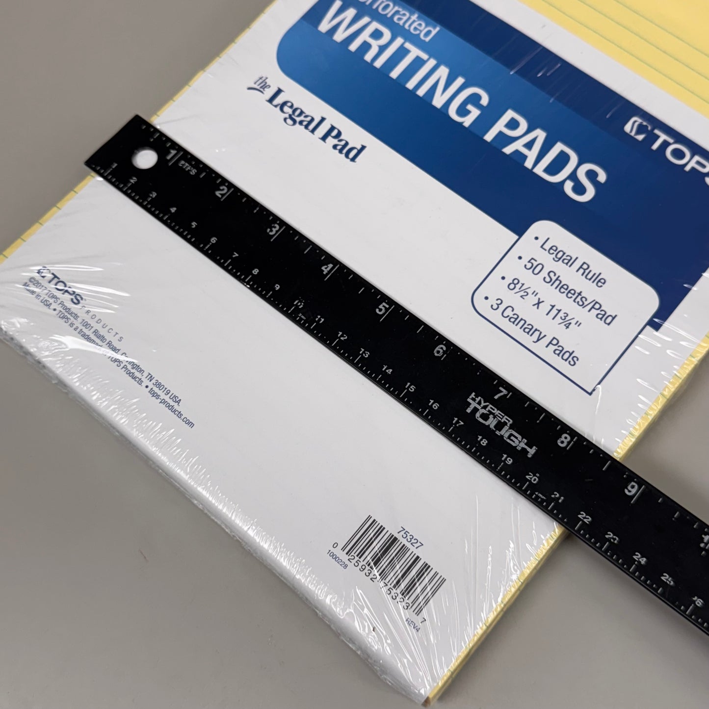 TOPS (3 PACK)Legal Writing Pads Canary Paper Legal Rule 50 Sheets 8-1/2"x11-3/4"