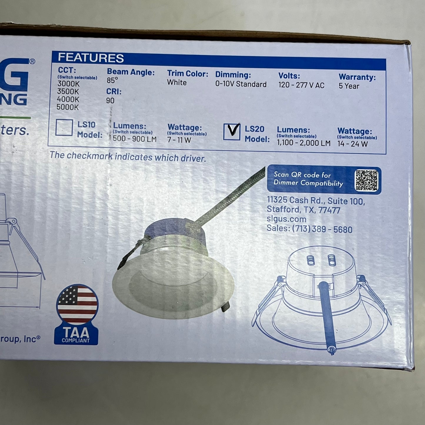 SLG LIGHTING Led Downlight 50,000 Hr 2000 Lumens White DRC 6R LS20 G1 9FSK TAA