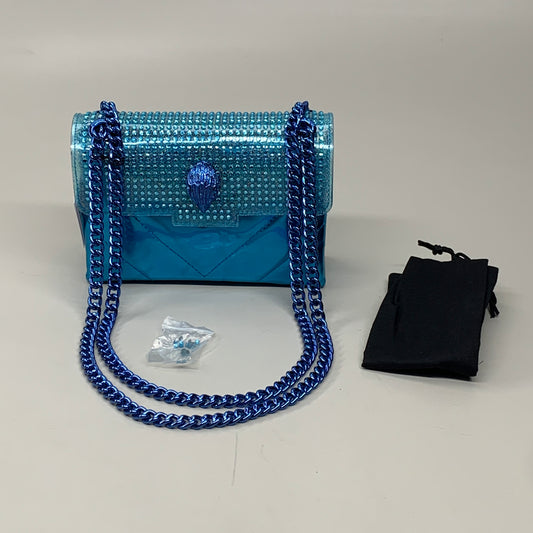 KURT GEIGER Mini Kensington Leather Evening Bag 8" x 6" Mid Blue 9091882109 New