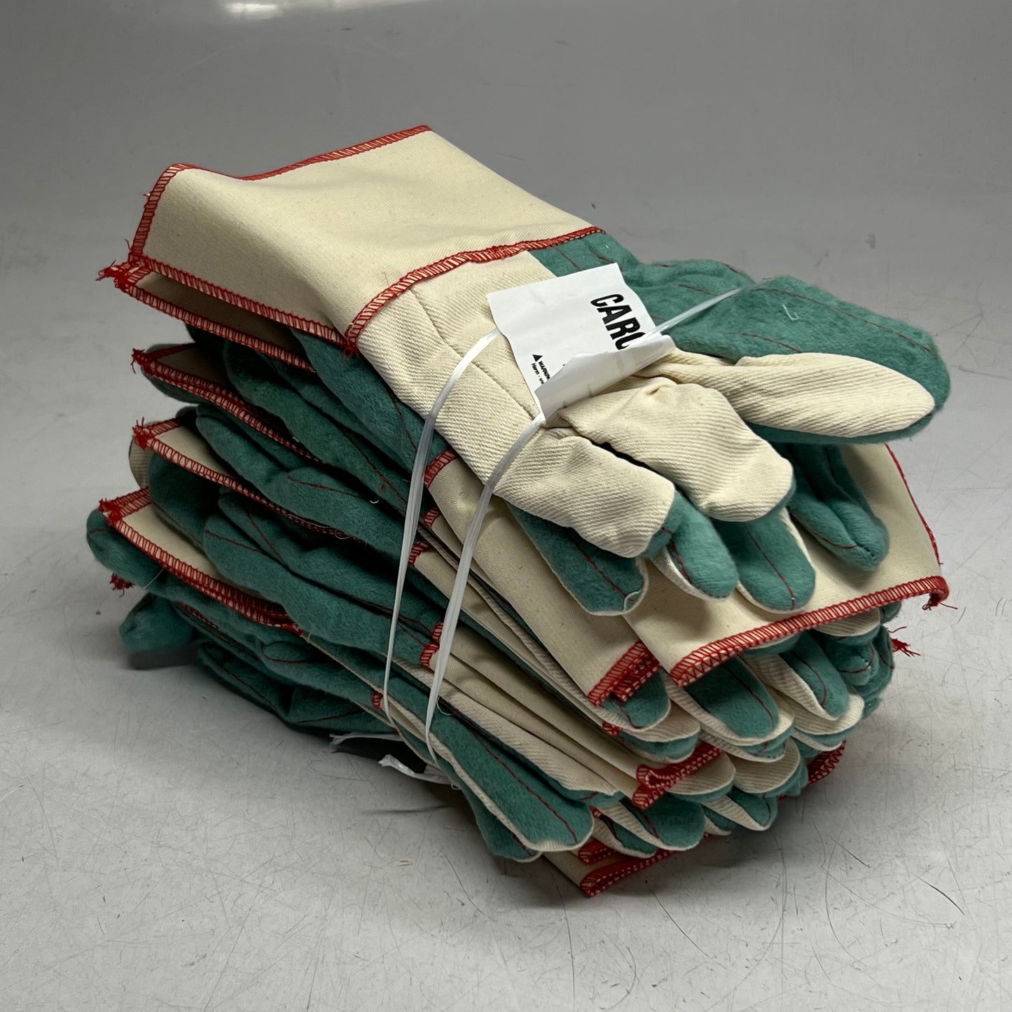 CAROLINA GLOVE (12 Pairs) Men's Safety Gloves Sz Large, Green & Beige FG170G