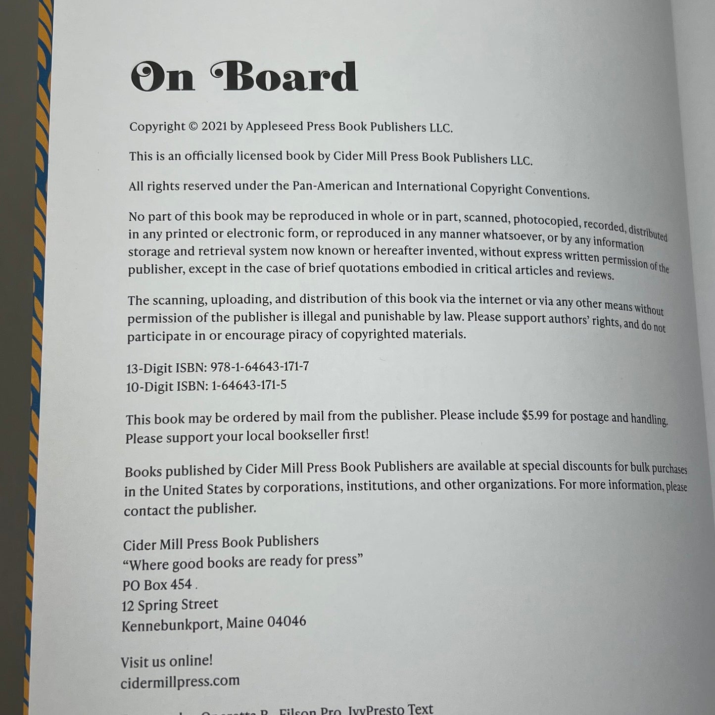 ON BOARD Ideas & Recipes By Derek Bissonnette & Gabrielle Cote Hardcover Book