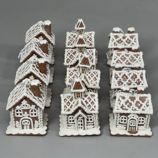 RAZ IMPORT (12 PACK) Assorted Lighted Gingerbread House Ornaments 4.25" 4416149