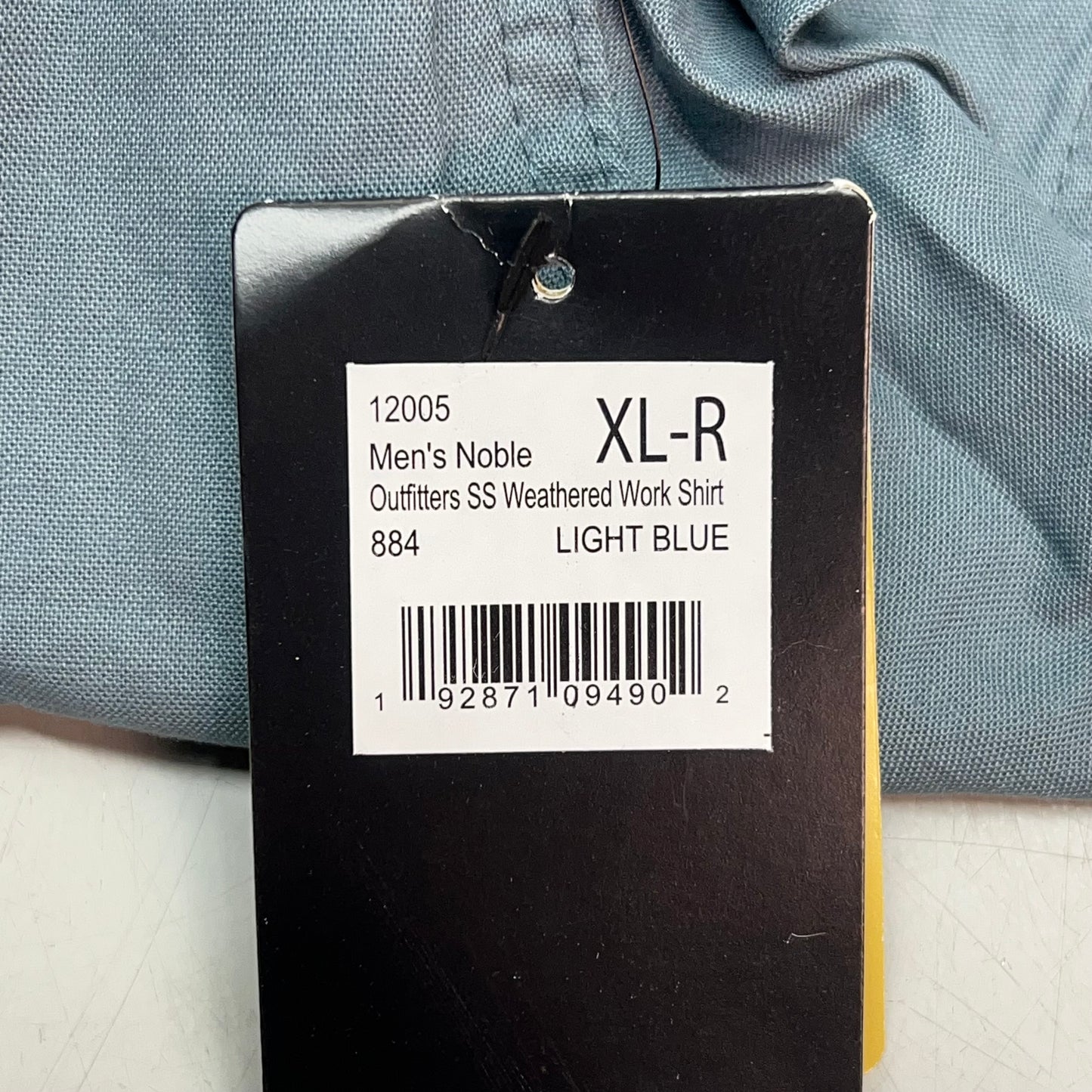 NOBLE OUTFITTERS Short Sleeve Weathered Work Shirt Men's Sz XL-R Light Blue 12005