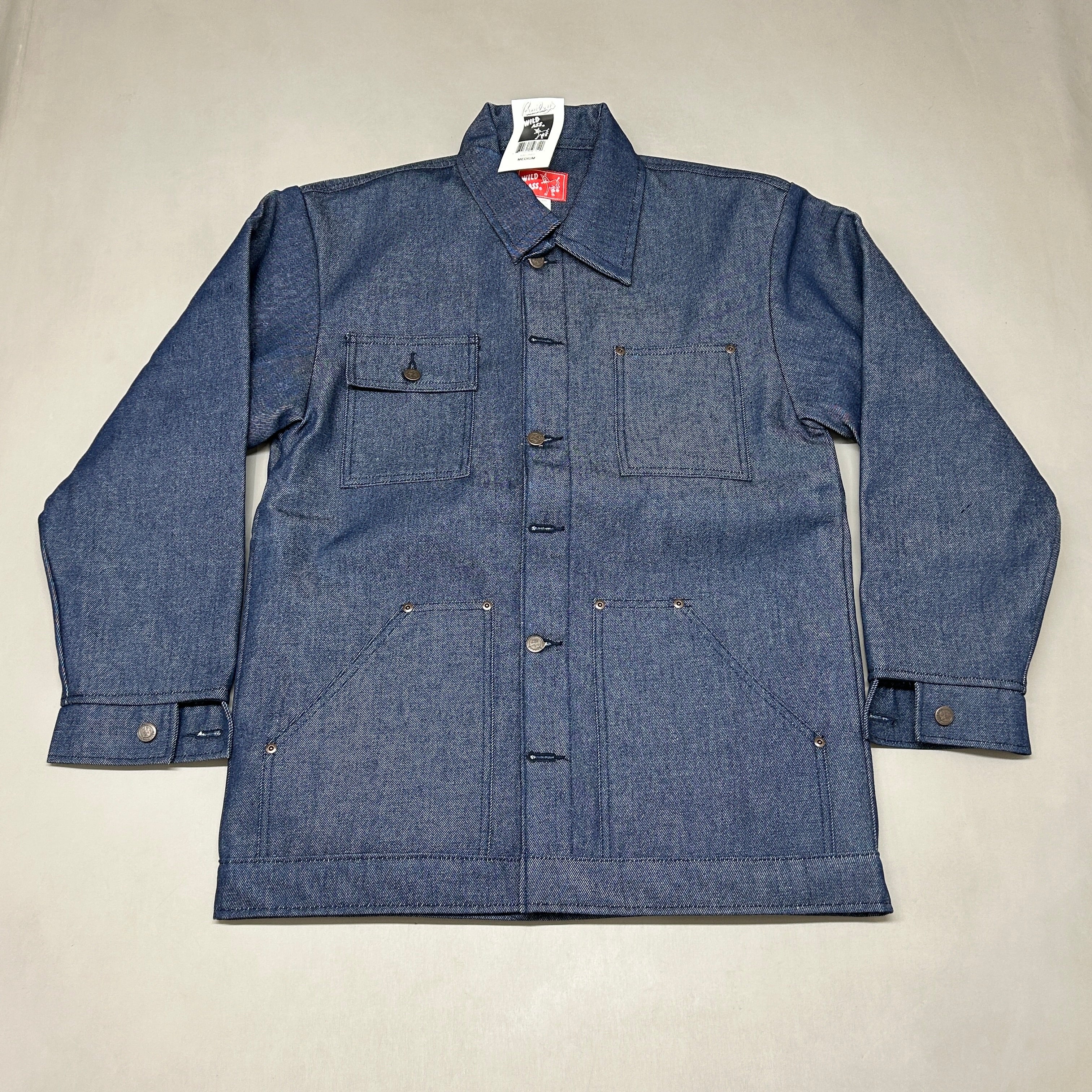 WILD ASS Bailey's Authentic Lined Denim Chore Coat Rigid Sz M Blue