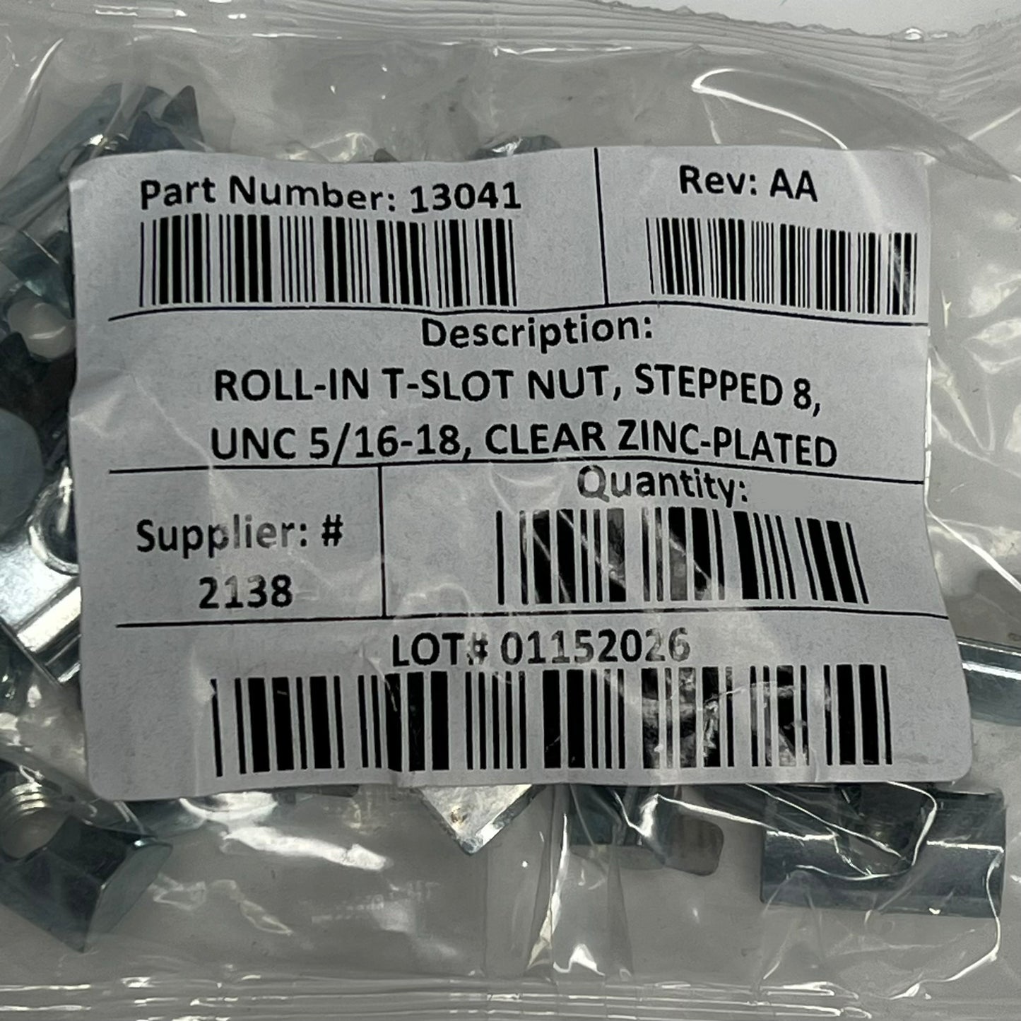 80/20 INC (32 PACK)  Self-aligning Roll-in T-nut with Spring Leaf 5/16-18 13041