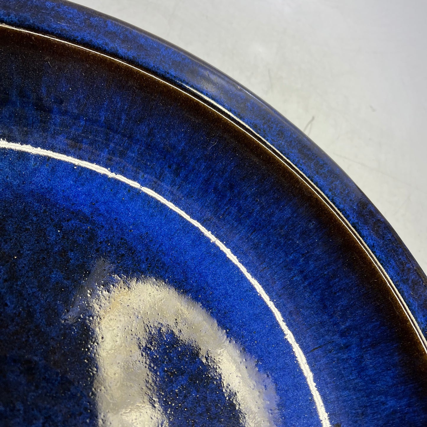 ZA@ Glazed Pottery 2 Piece Swirl Stand Bird Bath 22" L x 20" Dia Deep Blue (DAMAGED)