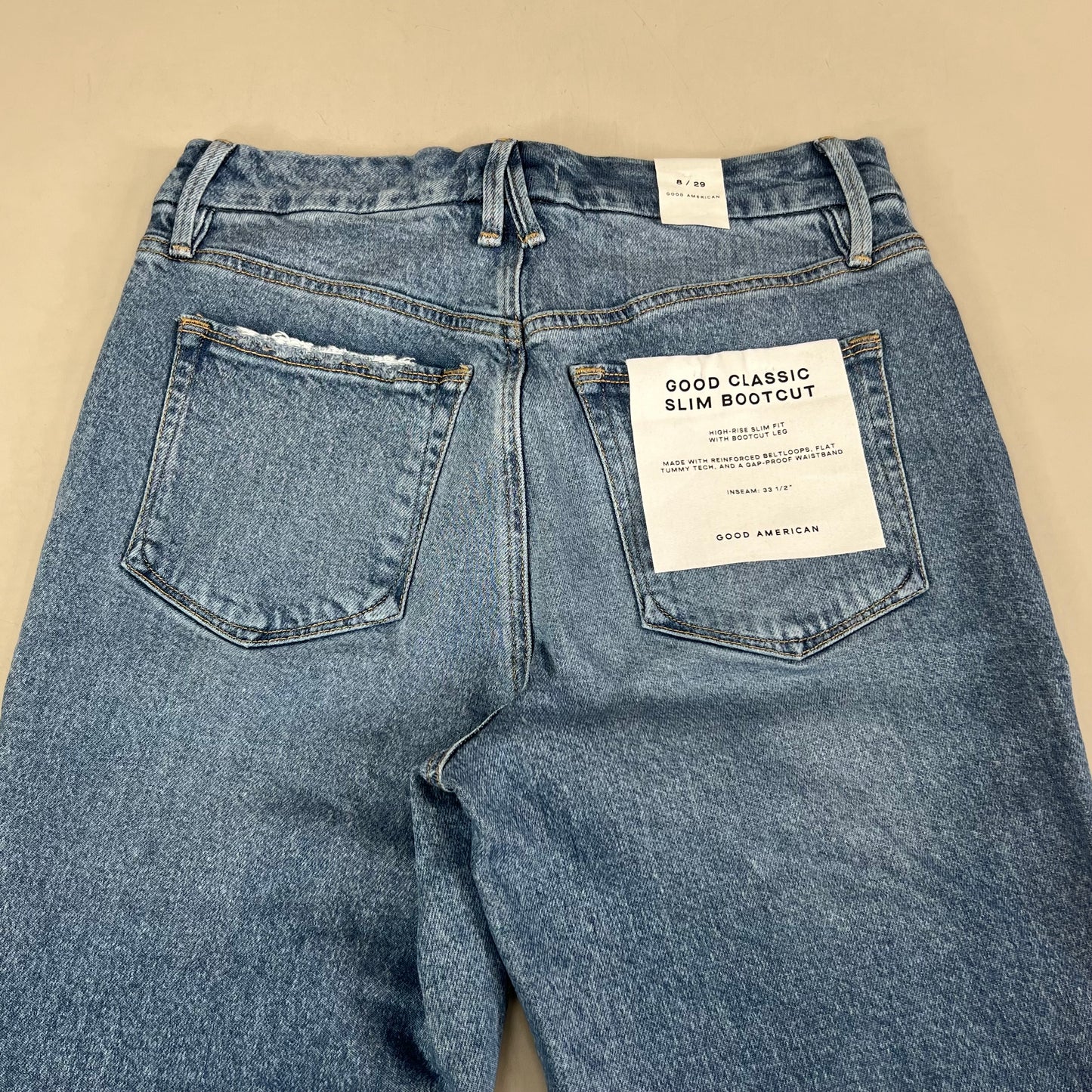 GOOD AMERICAN Good Classic Slim Bootcut High-Rise Jeans Women's Sz 8 Indigo627 GCLBDV220T