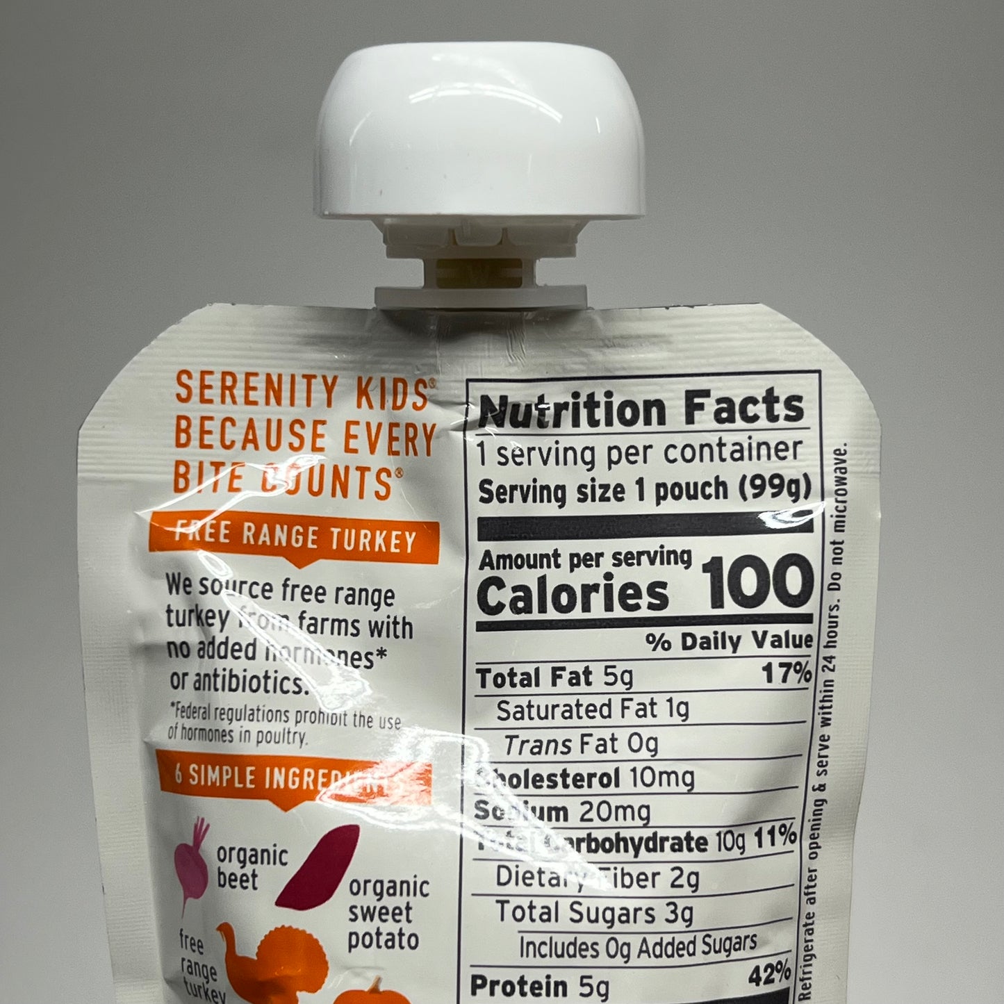 SERENITY (6 PACK) Turkey W/ Organic Veggies Baby Food Pouches 3.5oz BB 10/27