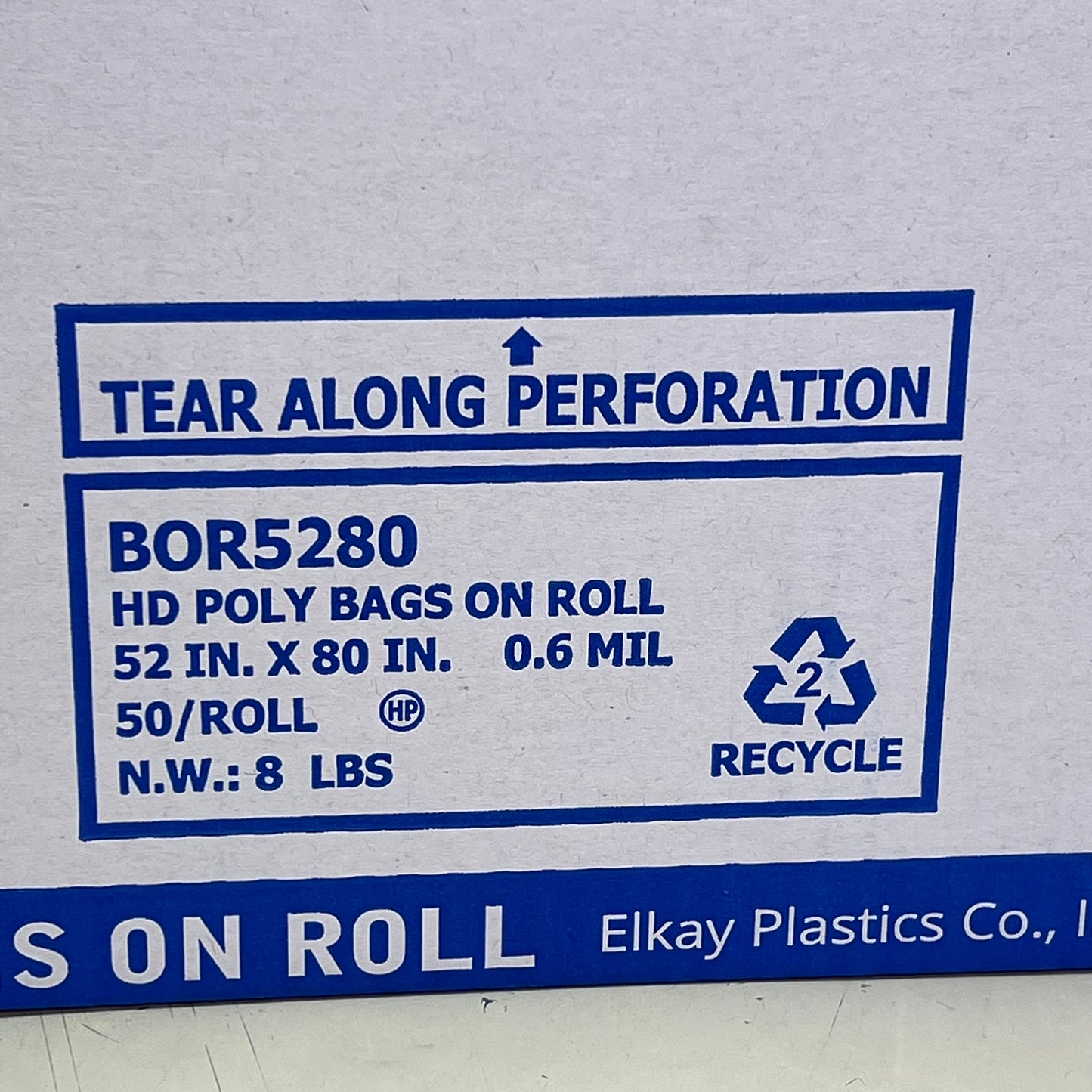 ELKAY PLASTICS (4 PACK, 50 BAGS PER ROLL) HD Poly Bags On Roll 52in. x 80in. B0R5280