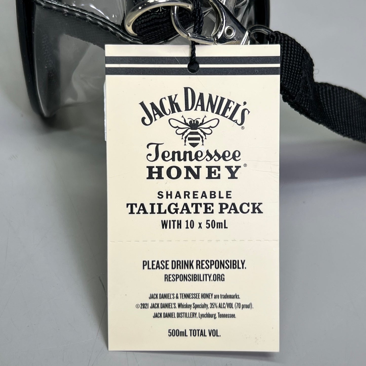 ZA@ JACK DANIEL'S (3 PACK) Tailgate Clear Zipper Travel Purse Bag Sz 7.5"L X 5"H X 3.5"W (New) G