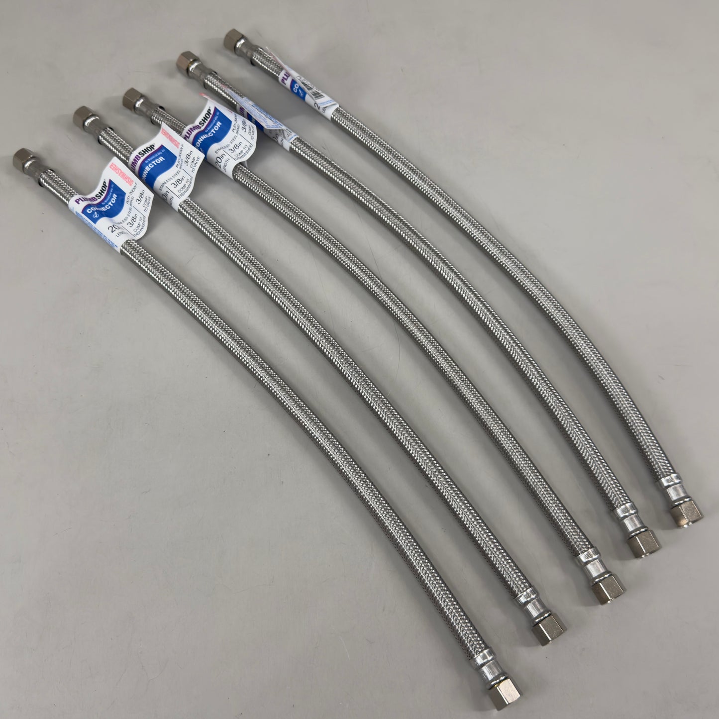 PLUMBSHOP  (5 Pack) Braided Stainless Steel Faucet Connector 3/8" Compression X 1/2" FIP PLS1-20A-F