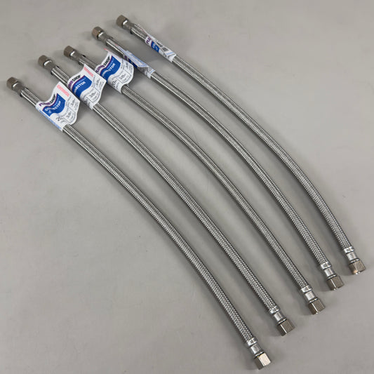 PLUMBSHOP  (5 Pack) Braided Stainless Steel Faucet Connector 3/8" Compression X 1/2" FIP PLS1-20A-F