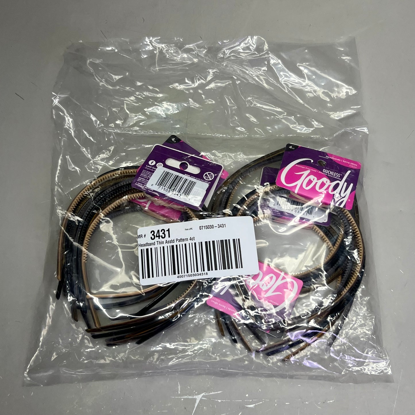 GOODY (24 Pcs) Headband Thin Assorted Pattern, Multicolor 3431